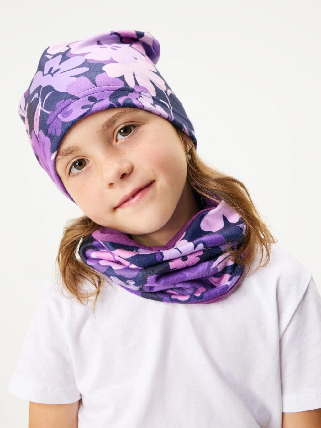 Unuo Unuo, Detská čiapka fleecová Basic, Kytky Veľkosť: M 8596227161003