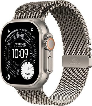 Apple Watch Ultra 3 49 mm Prírodný titán s prírodným titánovým milánskym ťahom – S
