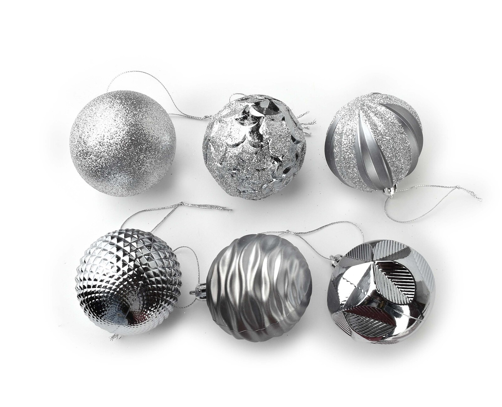 Sada 12 ks vánočních baněk Lila 6 cm stříbrná