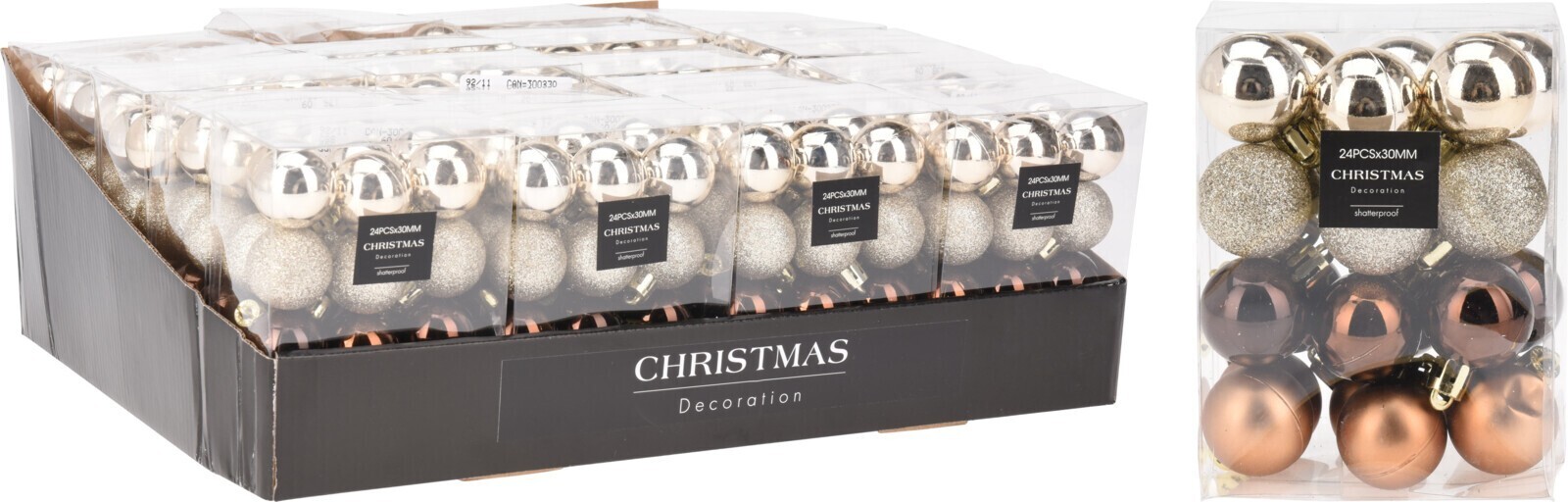 Sada 24 ks vánočních baněk LALA 3 cm vícebarevná