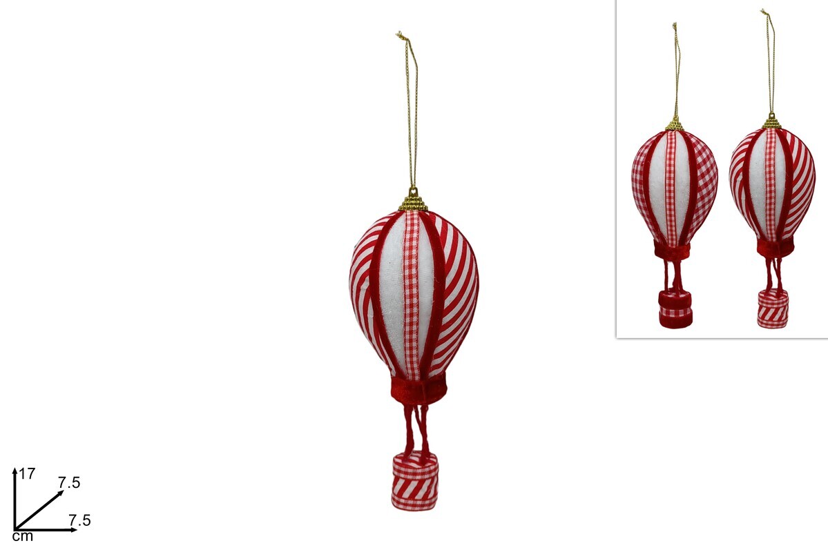 MAKRO - Dekorácia vianočná na stromček, balón rôzne dekory, 7,5x17cm