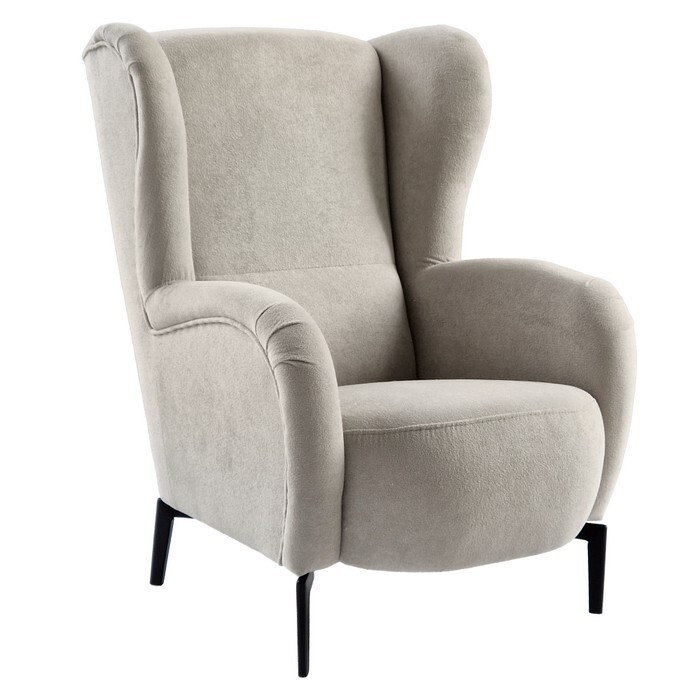 KONDELA Ramon kreslo (ušiak) béžovosivá (taupe) / čierna