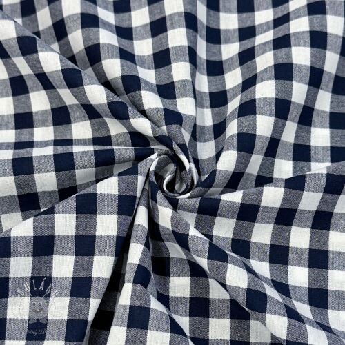 Bavlnená látka Check navy