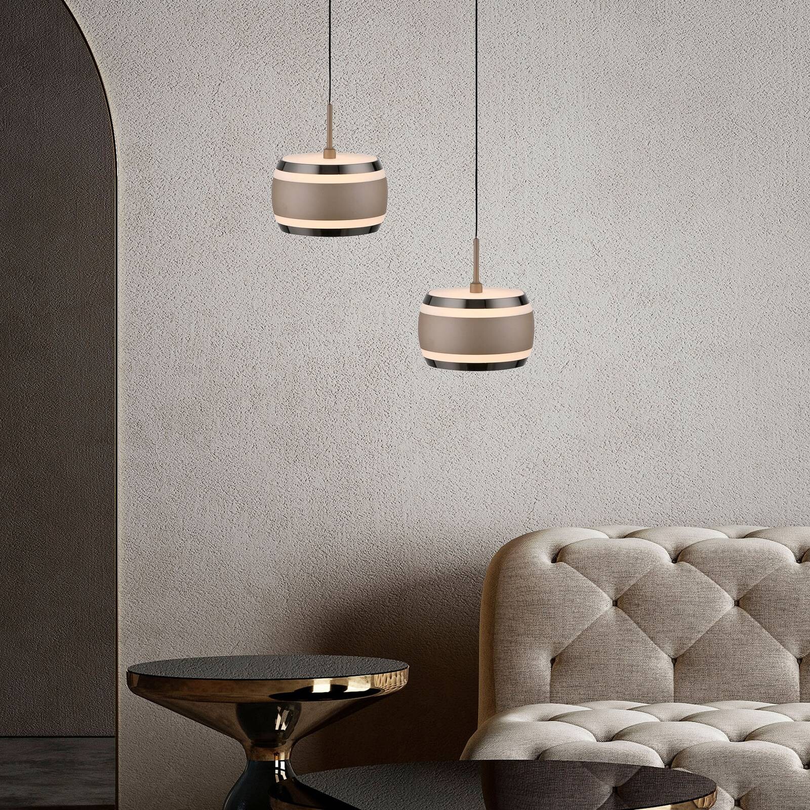 PURE LED závesné svietidlo Falling Rings, bronzová Ø 13 cm, CCT