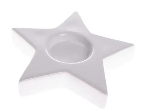 Svietnik na čajovú sviečku biela hviezda, 11,5 cm%
