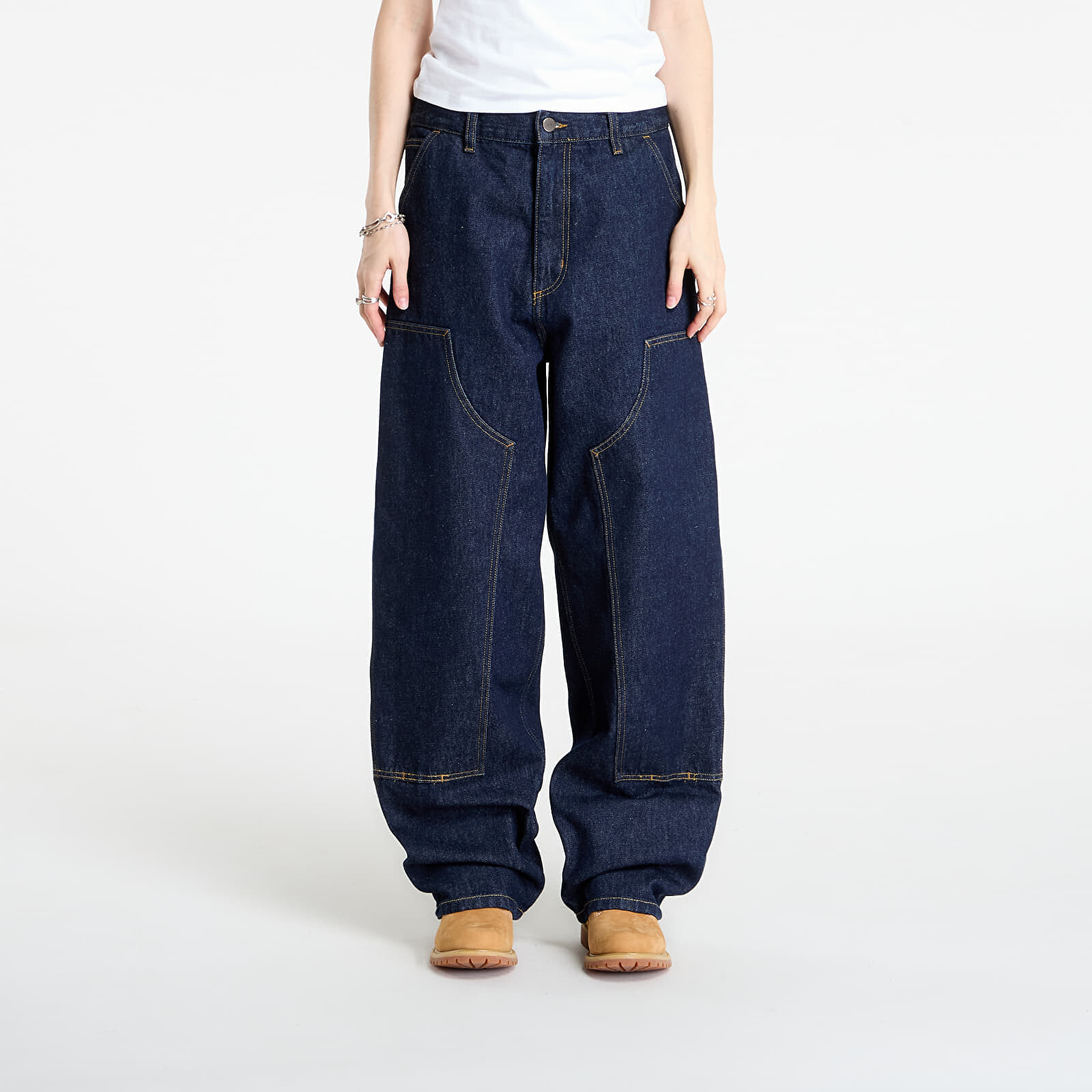 Džínsy Carhartt WIP W' Brandon Double Knee Pant Blue Rinsed M