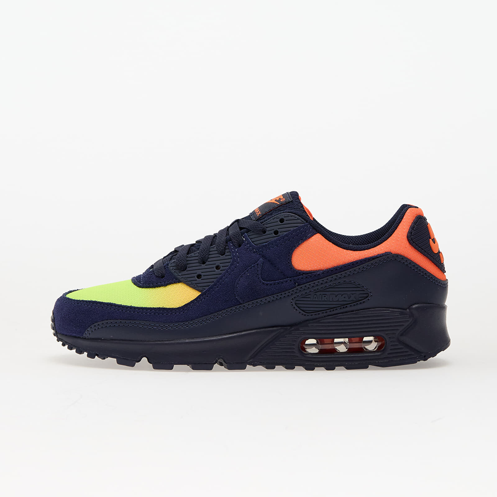 Tenisky Nike Air Max 90 Lemon Venom/ Blackened Blue-Hyper Crimson-Laser Orange EUR 43