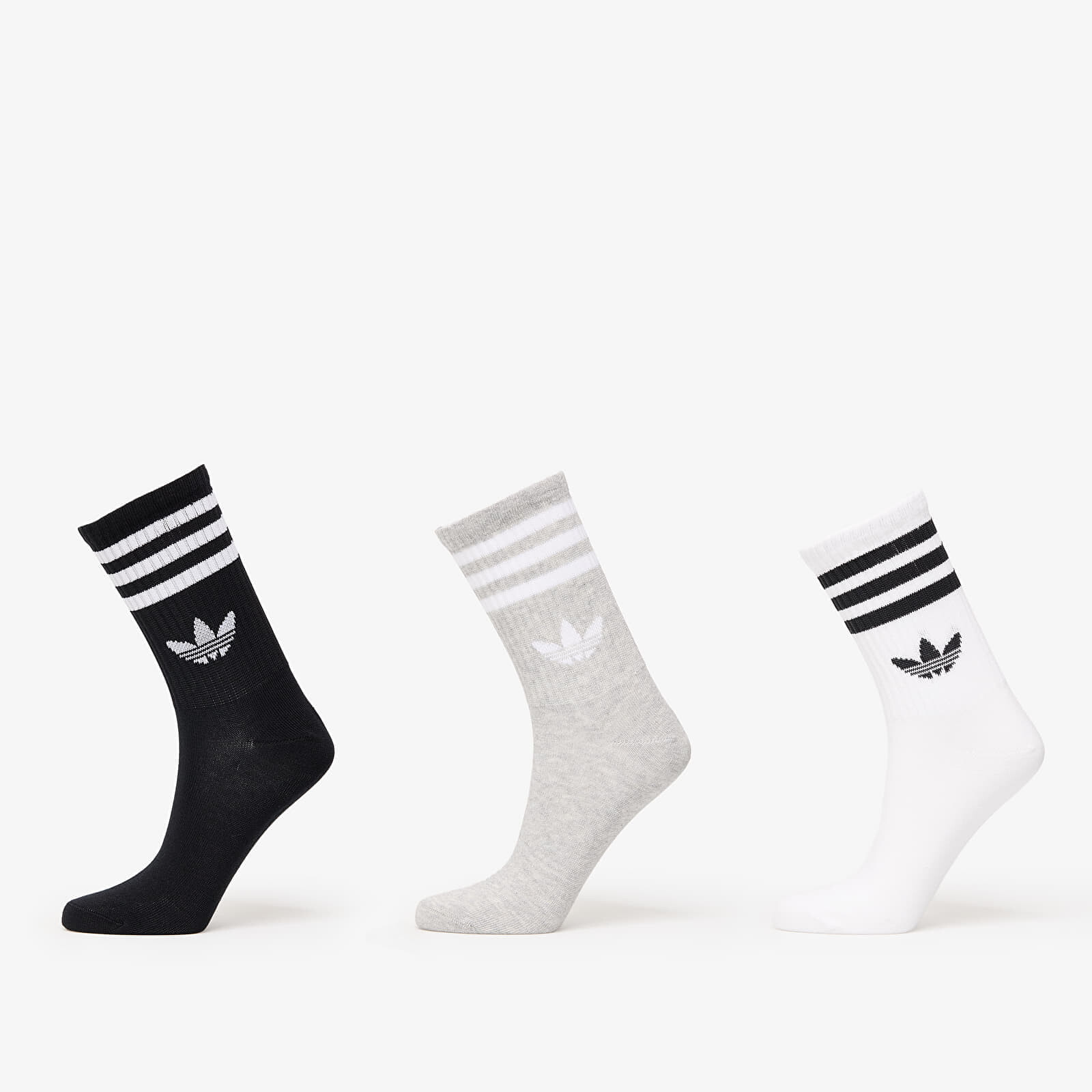 Ponožky adidas 3-Stripes Crew Socks 3-Pack White/ Grey/ Black XL