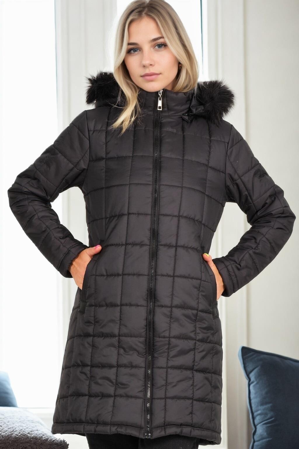 Z9653 DEWBERRY WOMEN'S COAT-BLACK