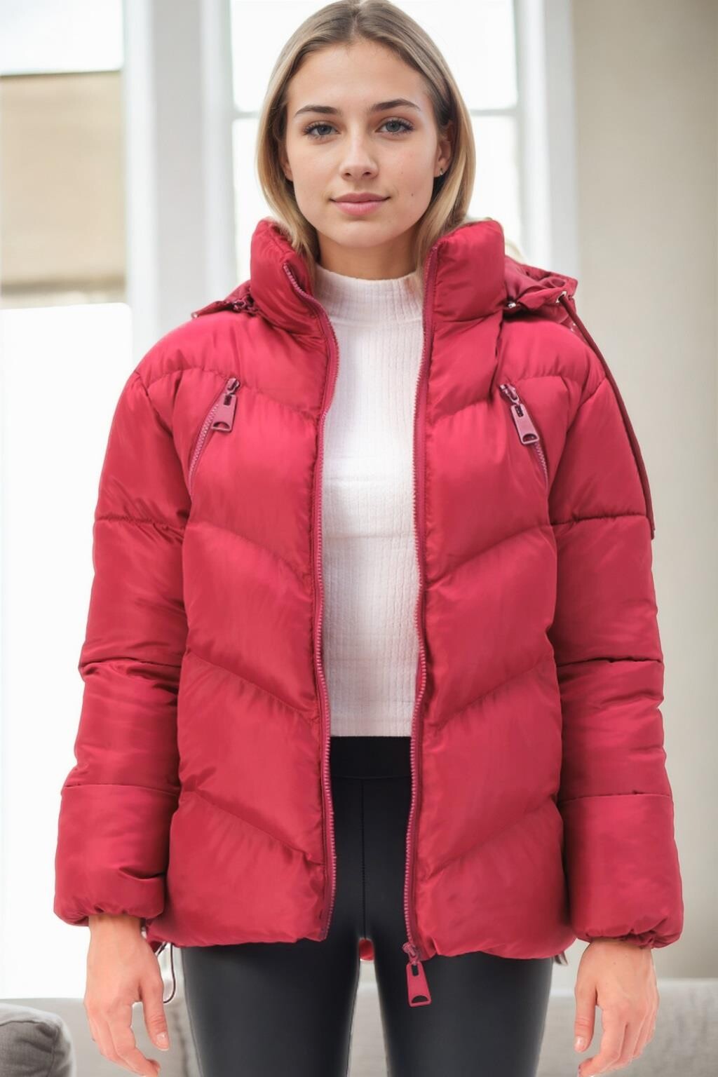 Z9769 DEWBERRY WOMEN'S COAT-BURGUNDY