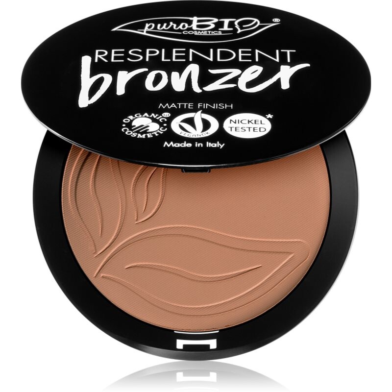 puroBIO Cosmetics Resplendent bronzer s matným efektom odtieň 05 Warm Brown 9 g