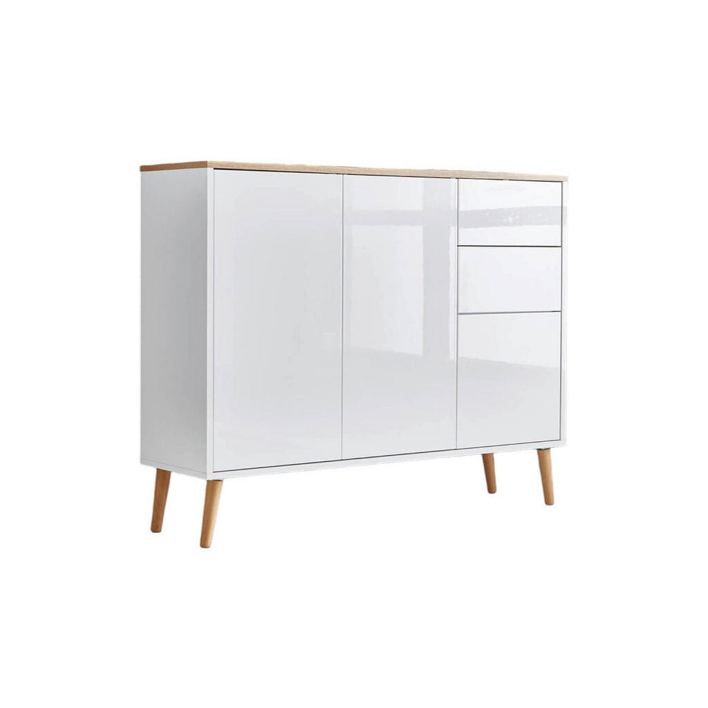 MID.YOU KOMODA, biela, dub artisan, biela s vysokým leskom, 105,5/86/33 cm