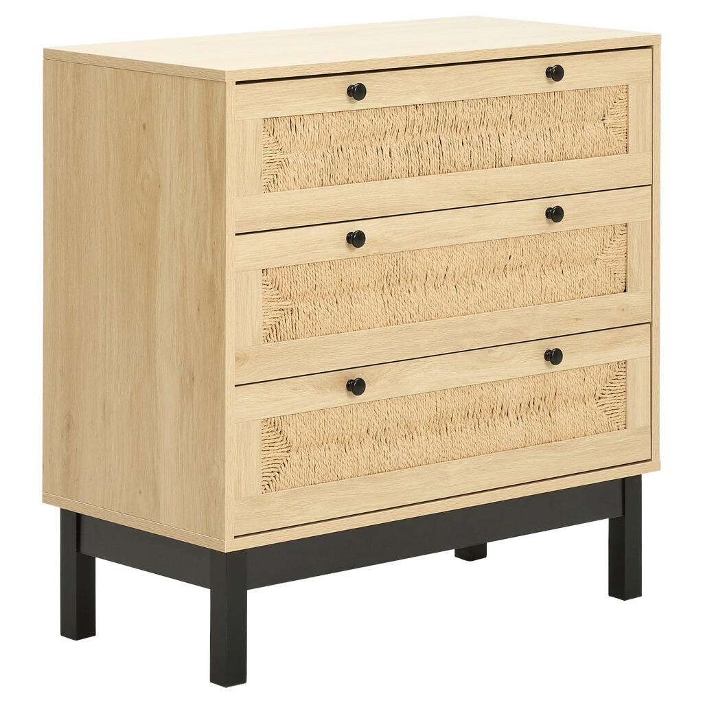 MID.YOU KOMODA, borovica, prírodná farba, čierna, 80/80/39,5 cm