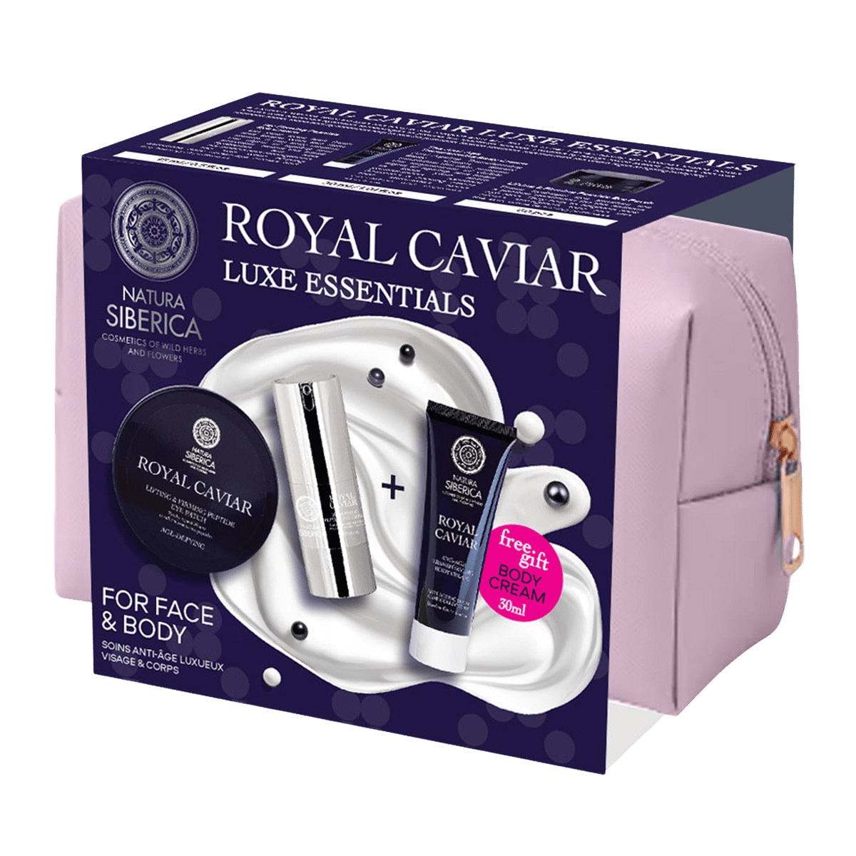 NATURA SIBERICA Royal Caviar, Luxusný set v kozmetickej taštičke 3 ks