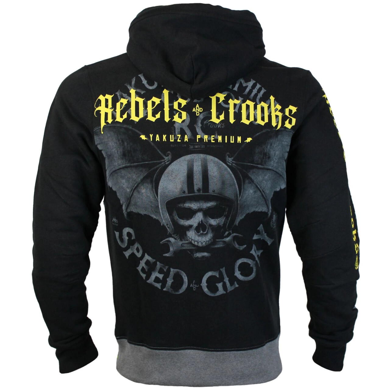 Mikina s kapucňou Yakuza Premium Speed Rebels Crooks - čierna-sivá, 4XL