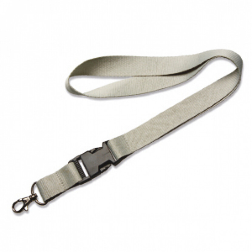 Kľúčenka na krk s karabínou a sponou Promex 2,5 cm - sivá
