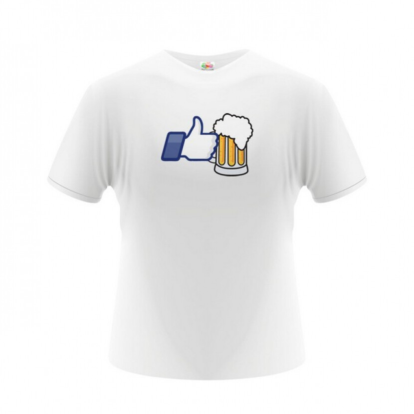 Tričko Facebook Like Beer - biele, L