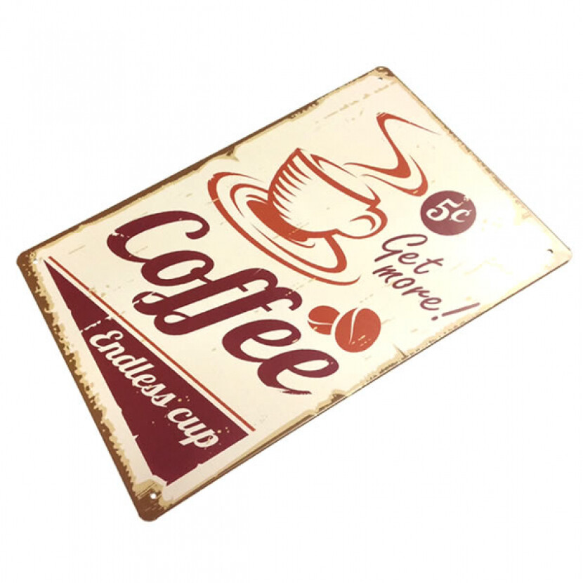 Plechová ceduľa Coffee - farebná