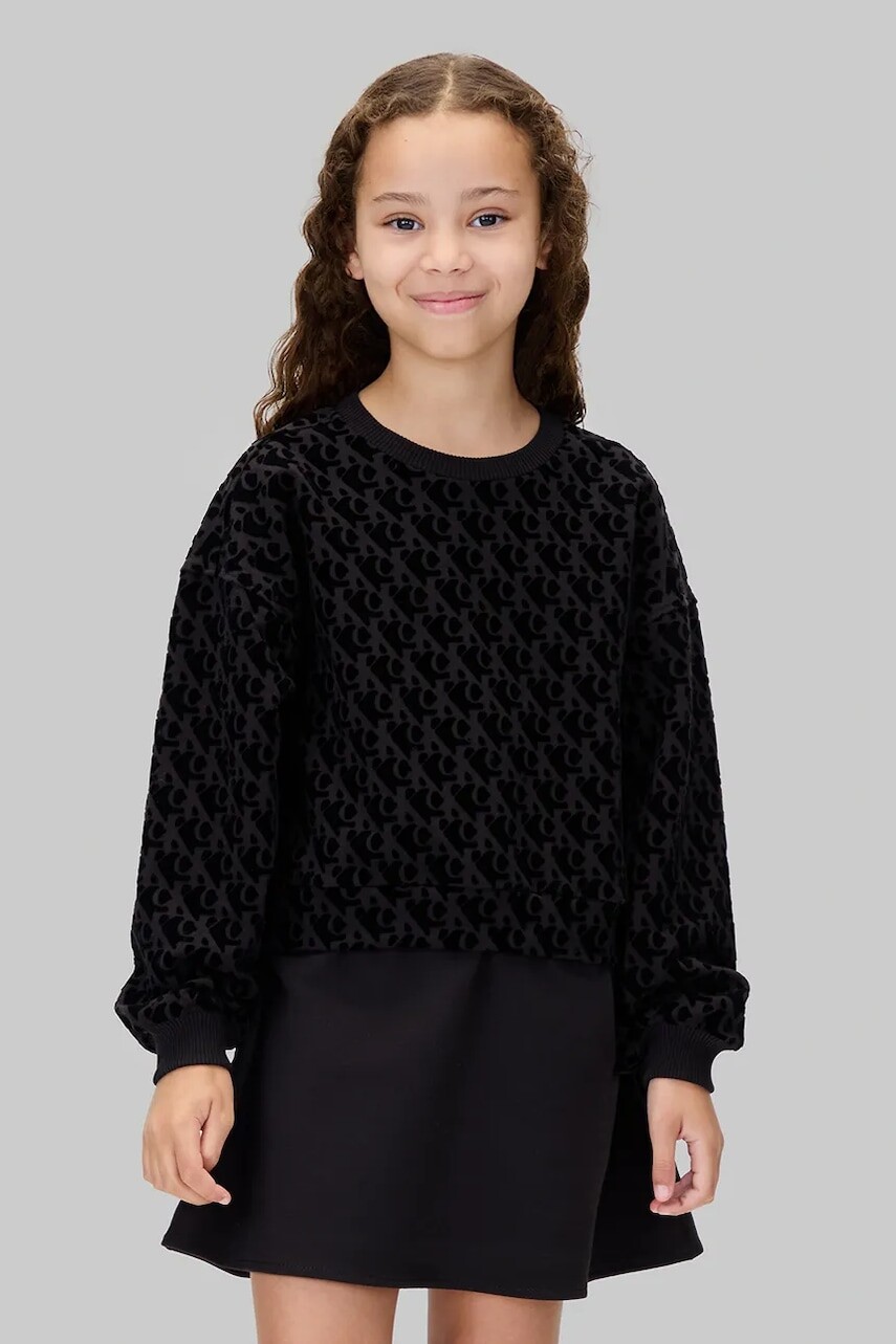 Dievčenské šaty Calvin Klein Jeans čierna farba, mini, áčkový strih, IG0IG03007