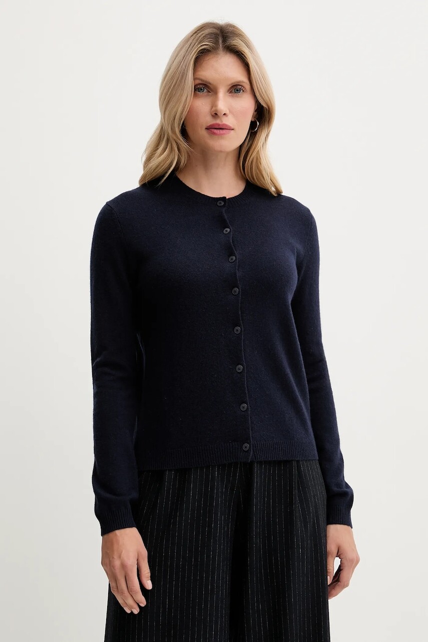 Kardigan s prímesou vlny United Colors of Benetton tmavomodrá farba, ľahký, 102HD502B