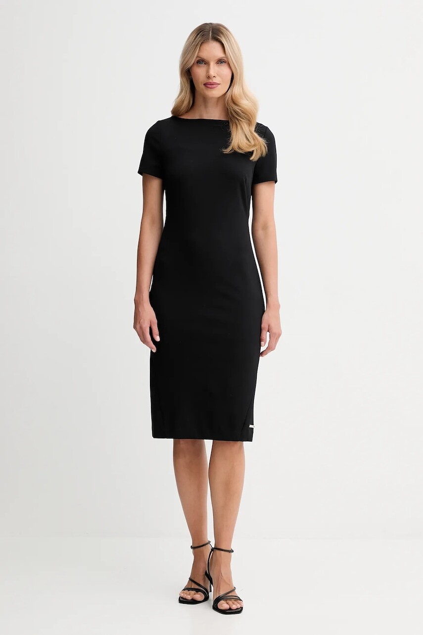 Šaty Calvin Klein čierna farba, mini, rovný strih, LV044D063G
