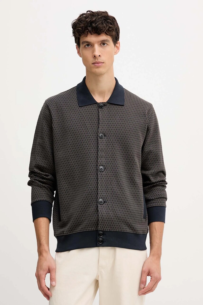 Mikina PS Paul Smith tmavomodrá farba, vzorovaná, M2R-218Z-T22458