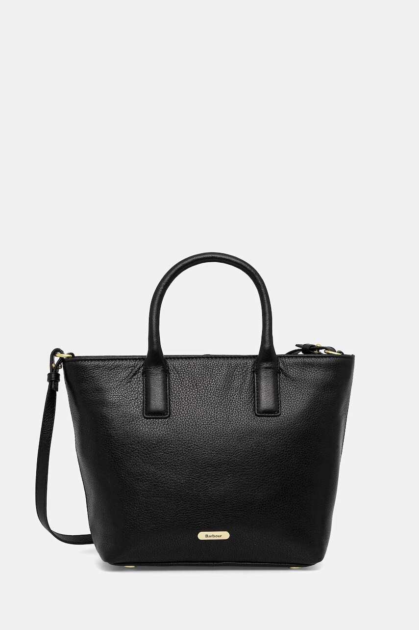 Kožená kabelka Barbour čierna farba, LBA0489