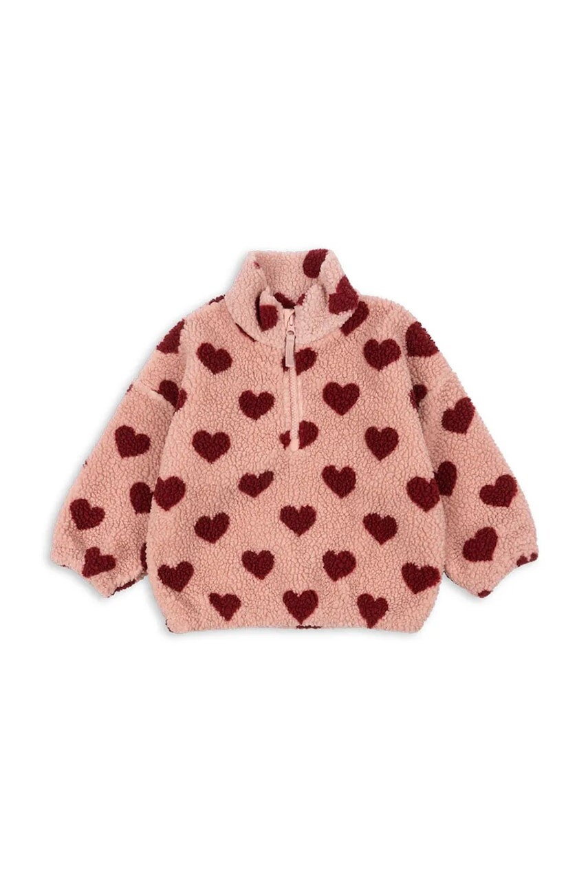 Detská mikina Konges Sløjd JODY TEDDY HALF ZIP GRS ružová farba, vzorovaná, KS104067