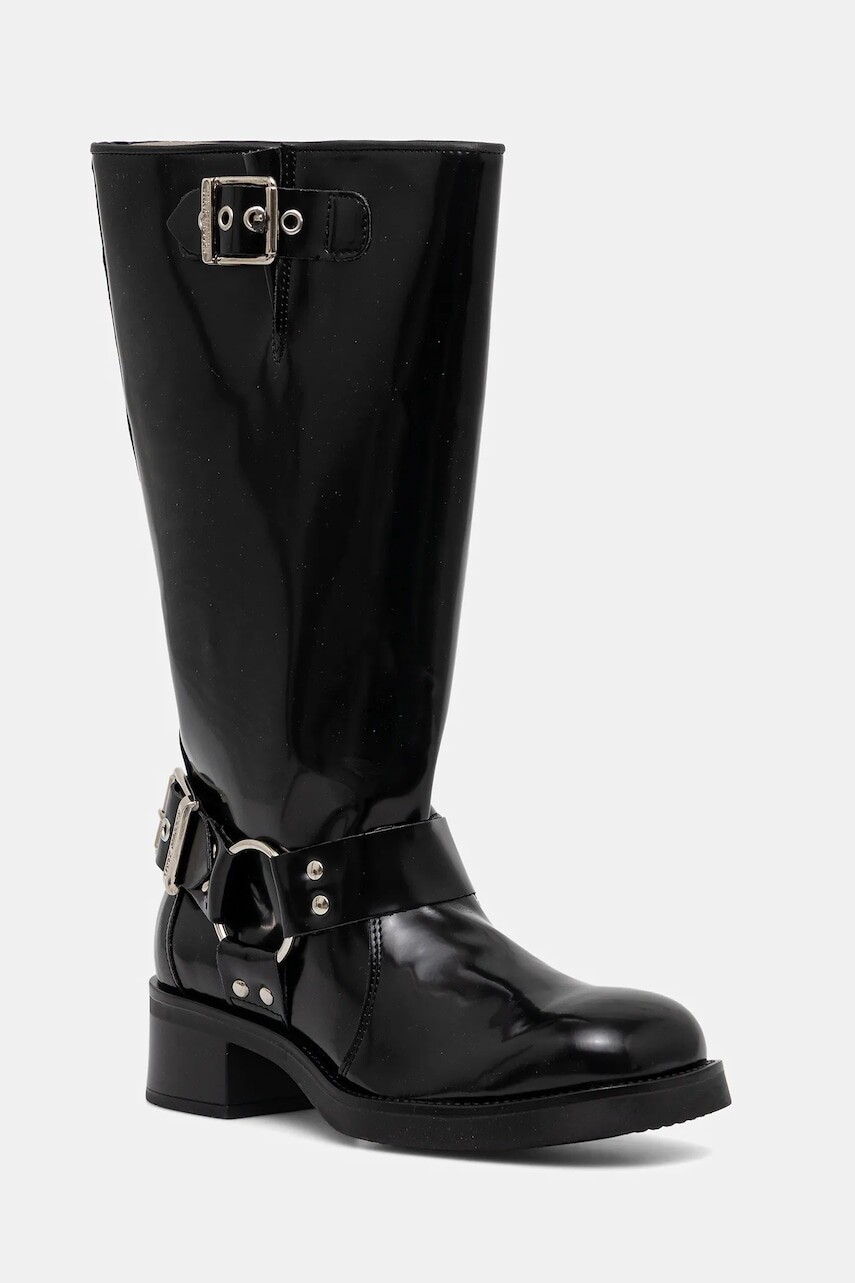 Vysoké čižmy Steve Madden Beau čierna farba, na plochom podpätku, 11003069