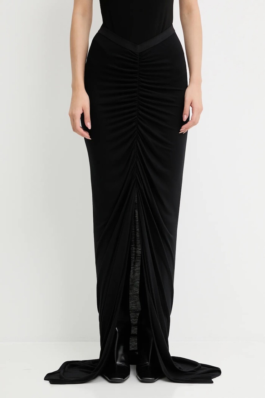 Sukňa Rick Owens Lilies Poppy čierna farba, maxi, rovný strih, LI02E3317.RV