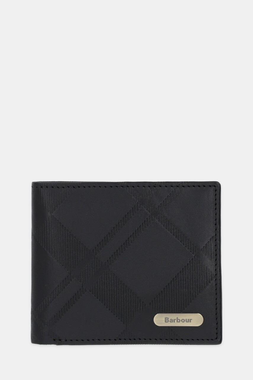 Kožená peňaženka Barbour čierna farba, MLG0077