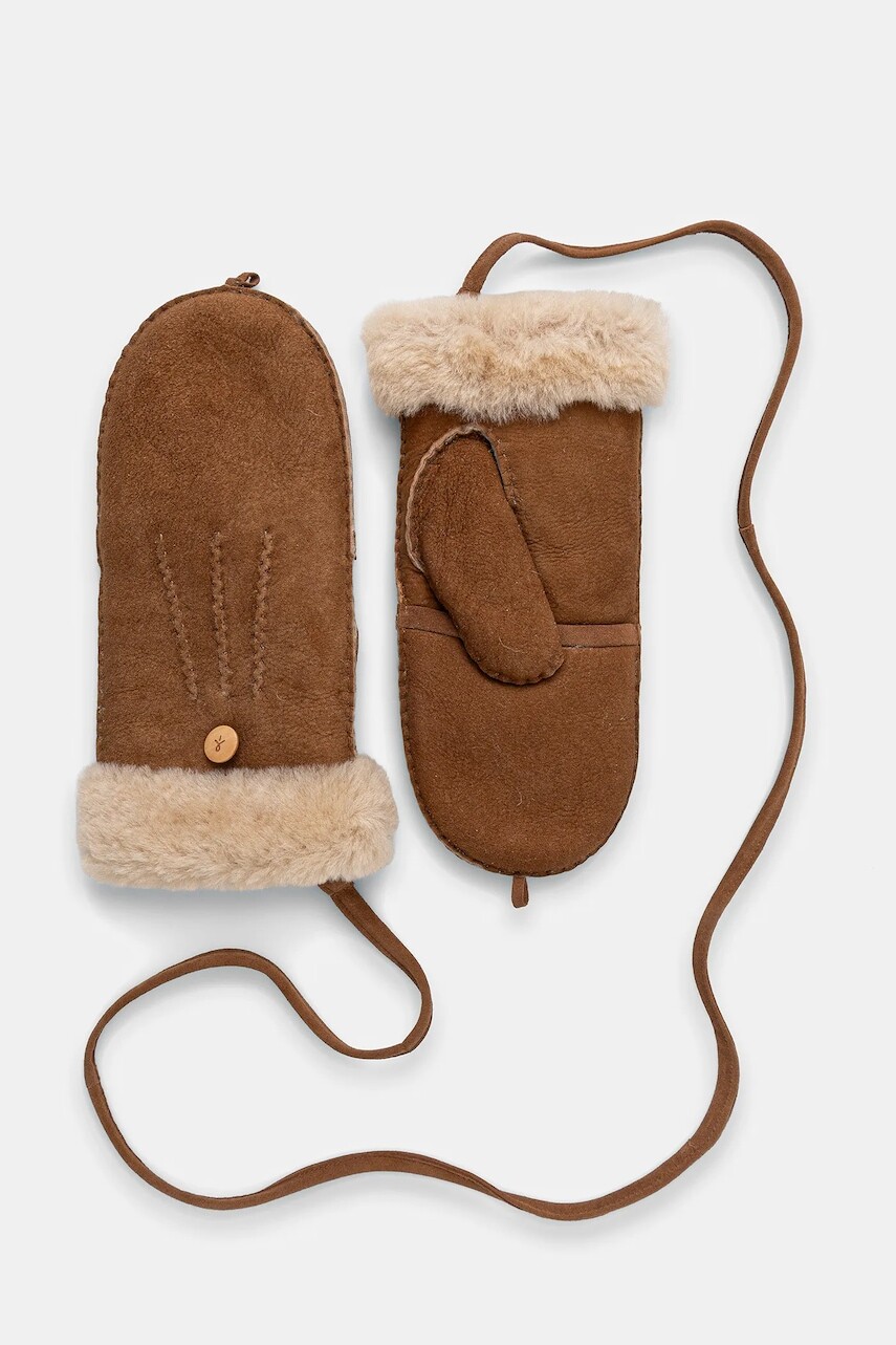 Kožené rukavice Emu Australia hnedá farba, W7019