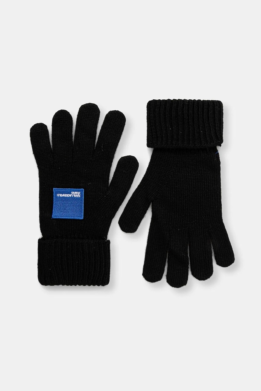 Rukavice s prímesou vlny Karl Lagerfeld Jeans čierna farba, A4W33137