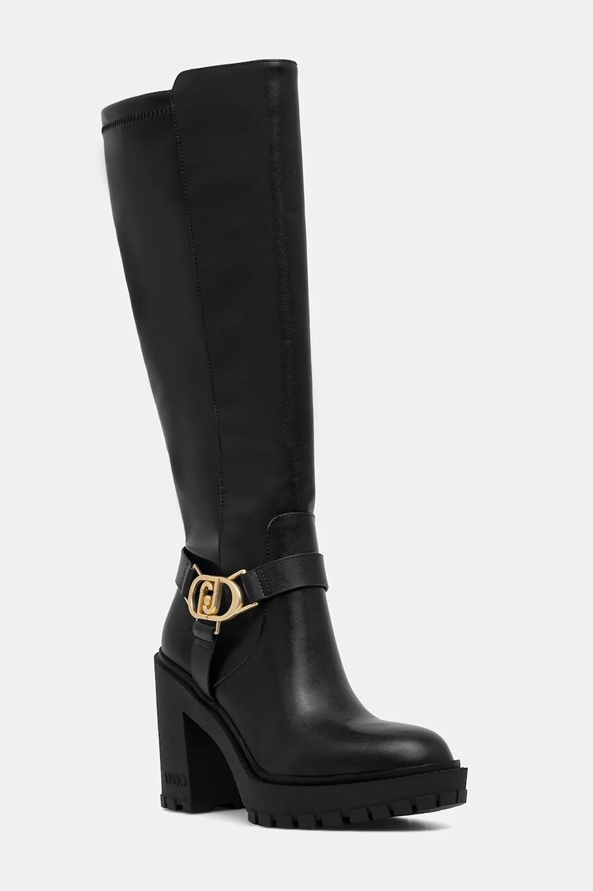 Vysoké čižmy Liu Jo RUBY 08 čierna farba, na podpätku, jemne zateplené, SF5077PX18222222