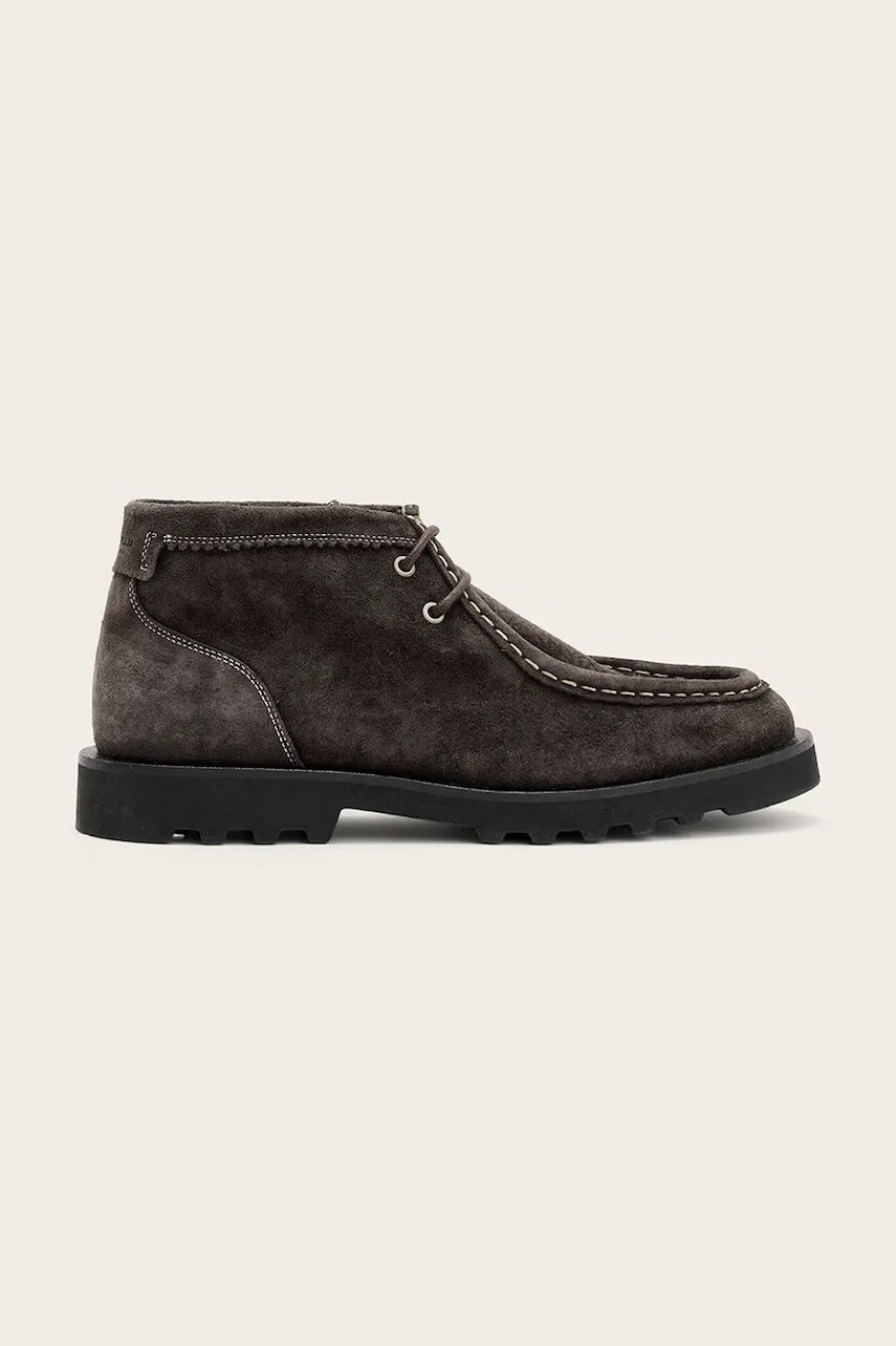 Semišové poltopánky AllSaints SKIFF SUEDE BOOT šedá farba, M015FC