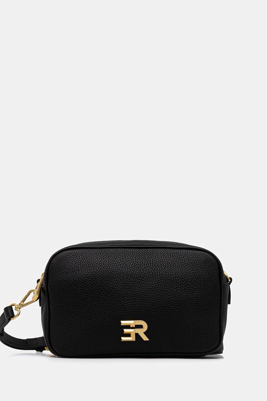 Kožená kabelka ERMANNO Firenze čierna farba, 12401934