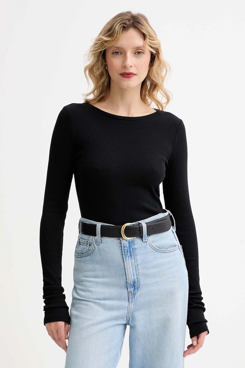 Tričko s dlhým rukávom MUUV. MUUV. x Answear čierna farba