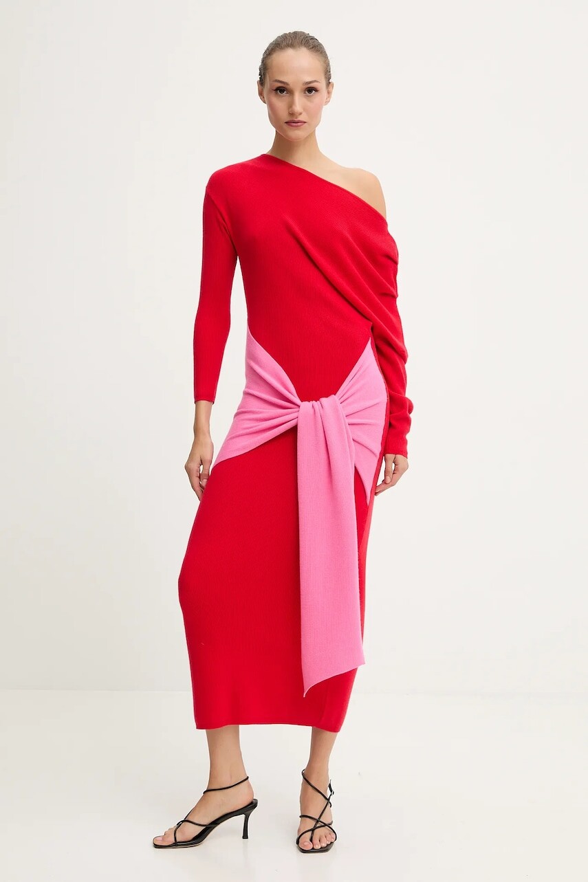 Šaty Never Fully Dressed červená farba, maxi, priliehavé, NFDKN737