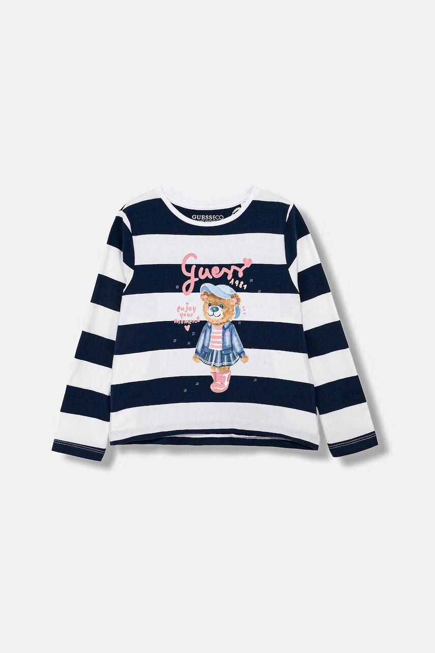 Detské tričko s dlhým rukávom Guess tmavomodrá farba, K5BI11 K9NF4