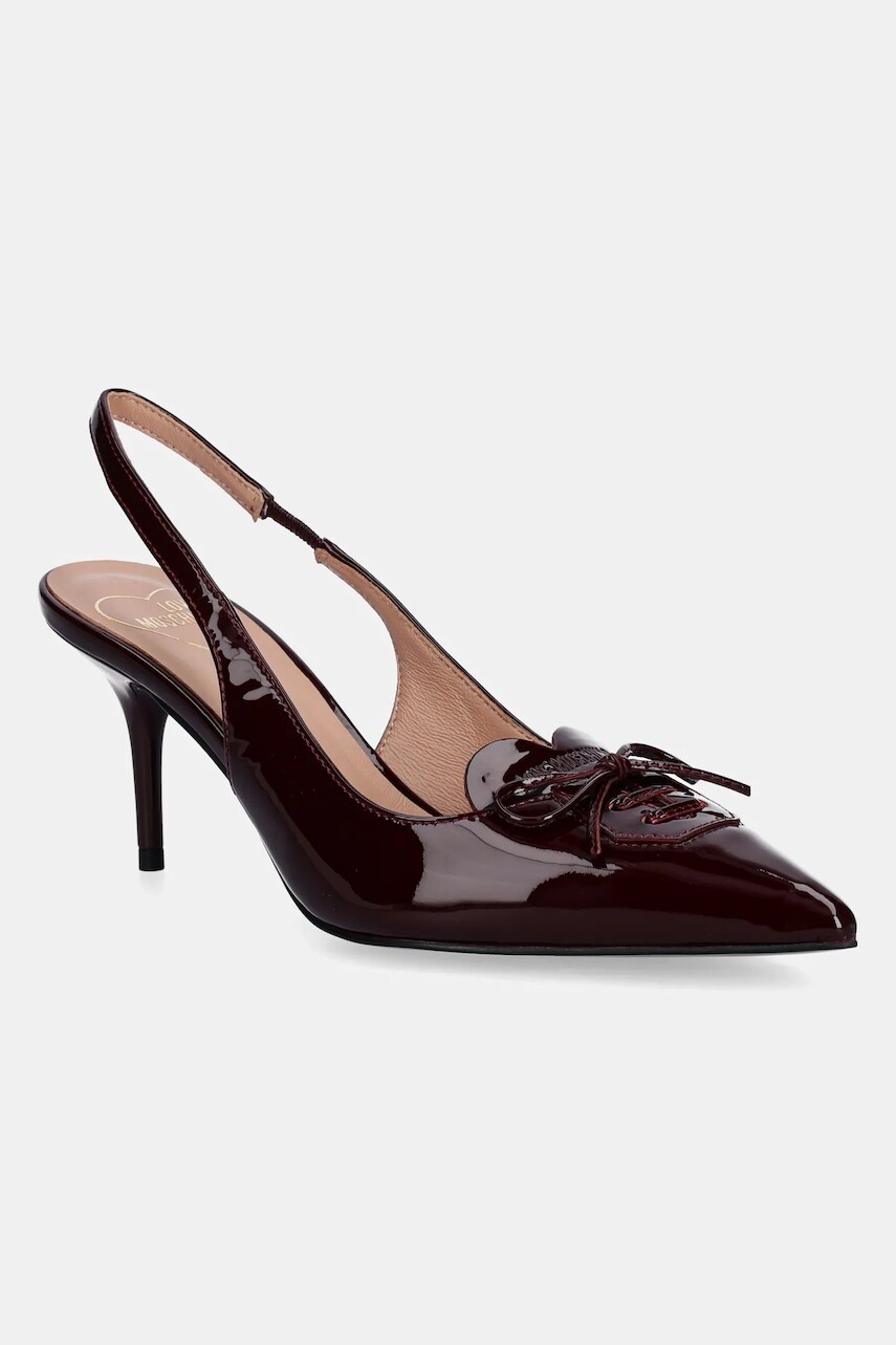 Kožené lodičky Love Moschino bordová farba, JA10517G0NIH0556