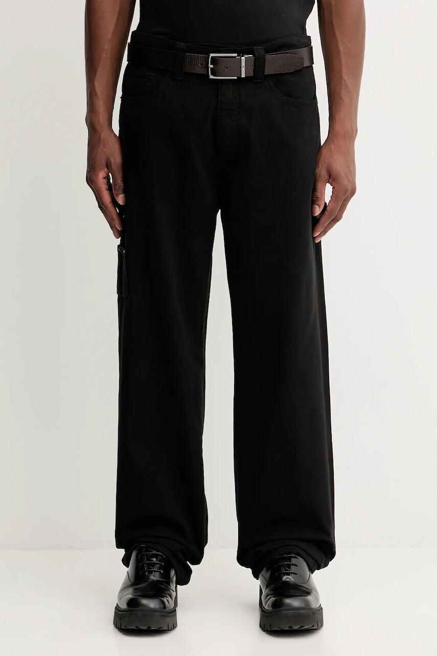 Bavlnené nohavice Guess Jeans čierna farba, rovný strih, M5YB67 WHFR1