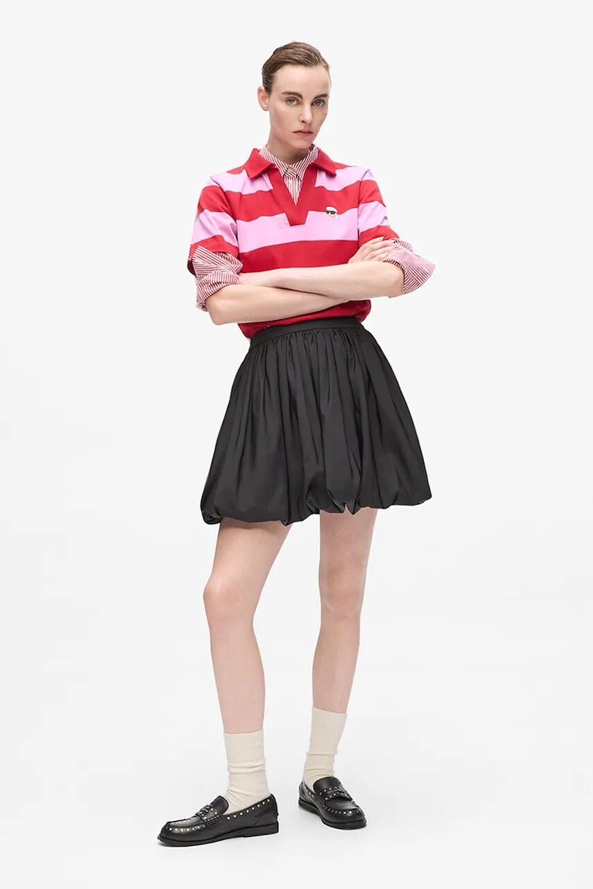 Sukňa Karl Lagerfeld čierna farba, mini, áčkový strih, A4W12025