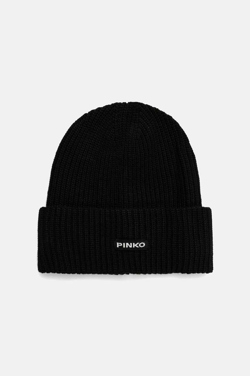 Čiapka s prímesou vlny Pinko čierna farba, 105993 A2Z4