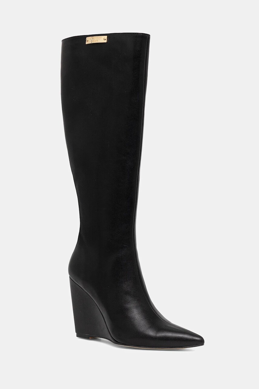 Vysoké čižmy Twinset čierna farba, na kline, 252TGT210