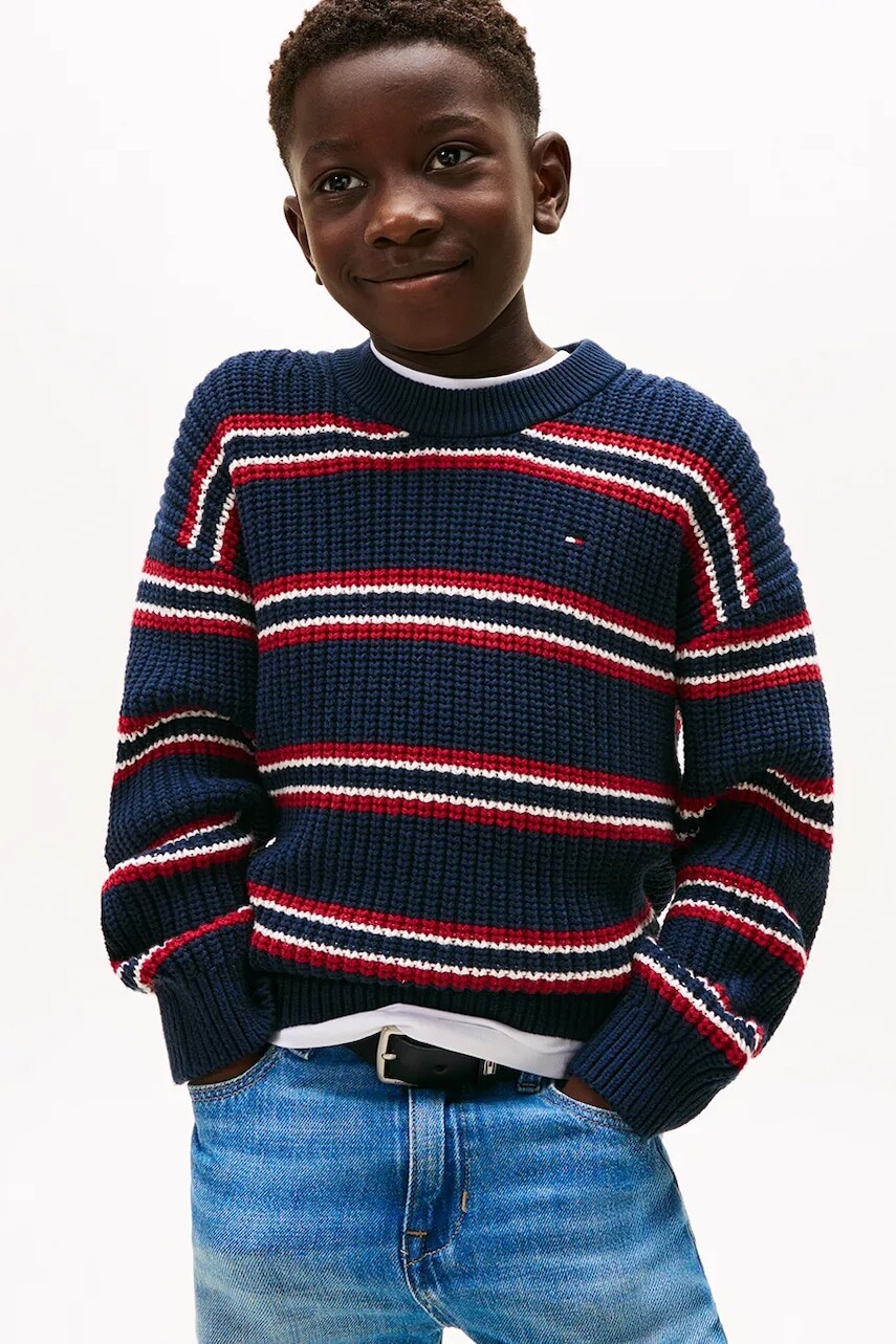 Detský sveter Tommy Hilfiger tmavomodrá farba, KB0KB09908