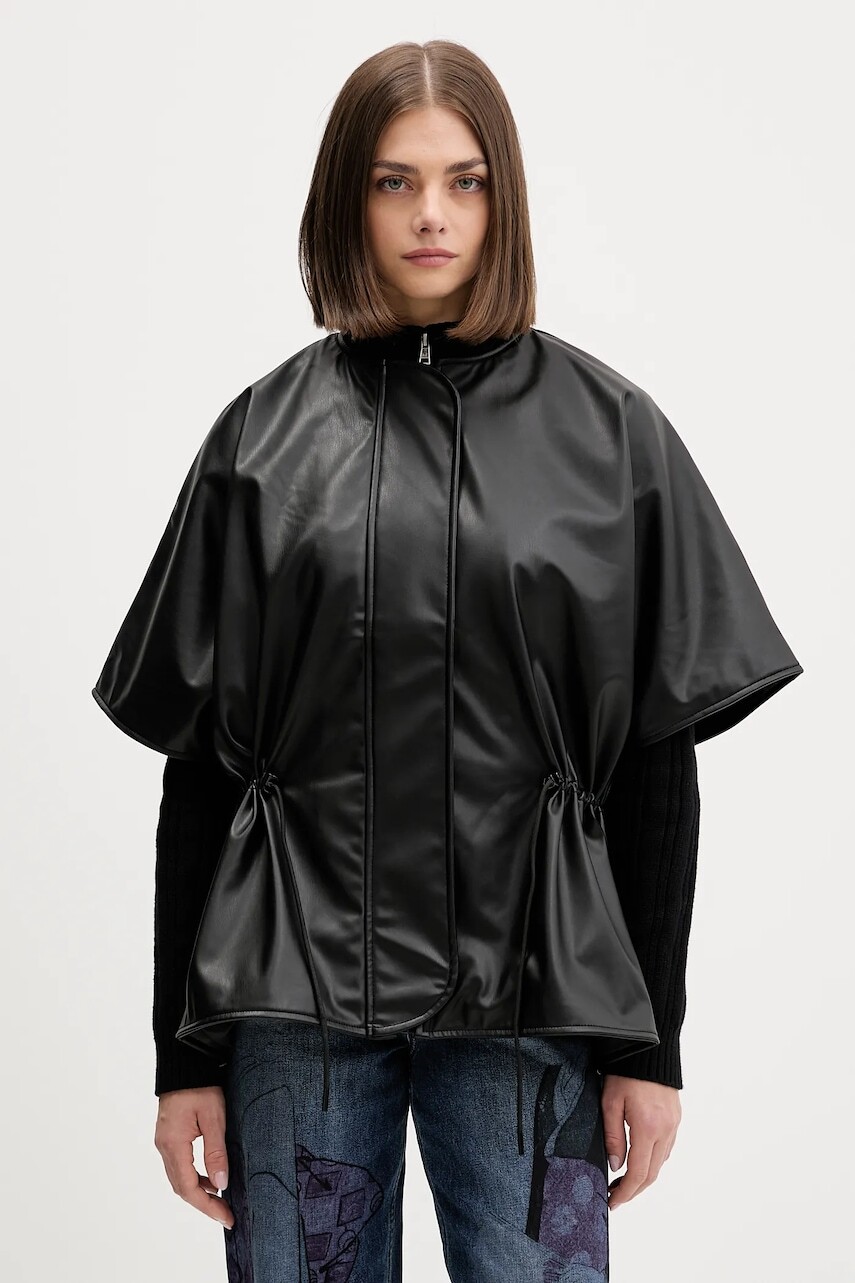 Bunda Desigual REVIVAL RICHMOND čierna farba, prechodná, oversize, 25WAIP04