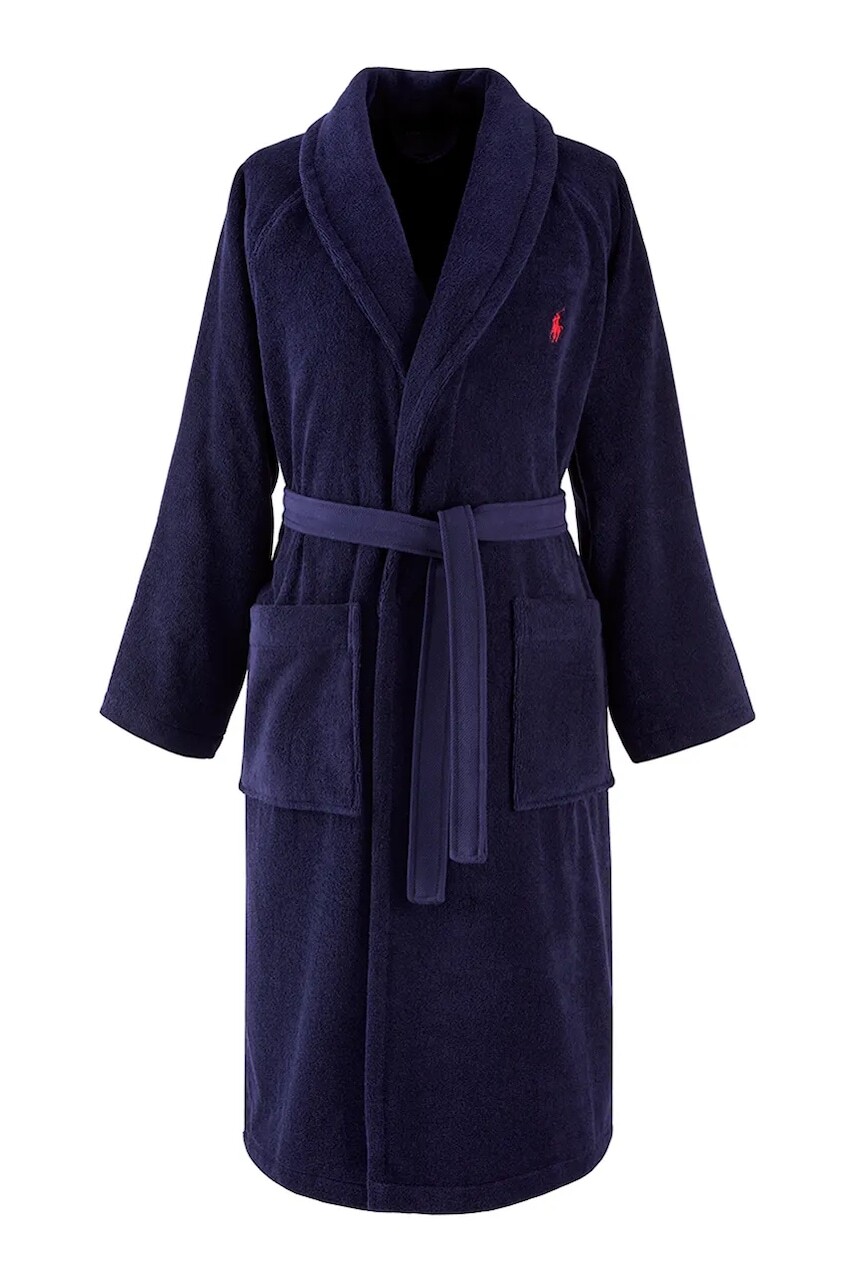 Bavlnený župan Ralph Lauren POLOPLAY Newport XL tmavomodrá farba