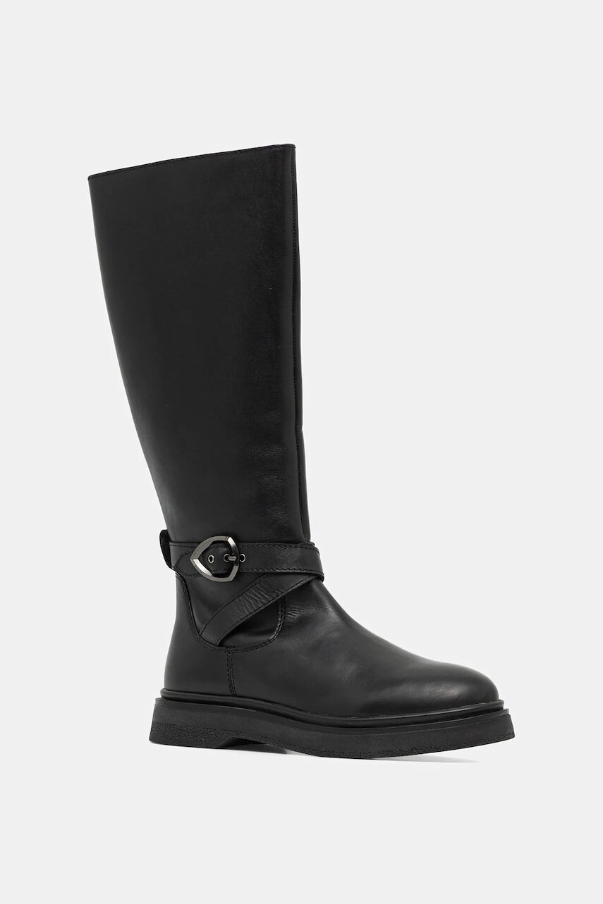 Kožené čižmy Blauer HANNA čierna farba, na plochom podpätku, F5HANNA05/LEA