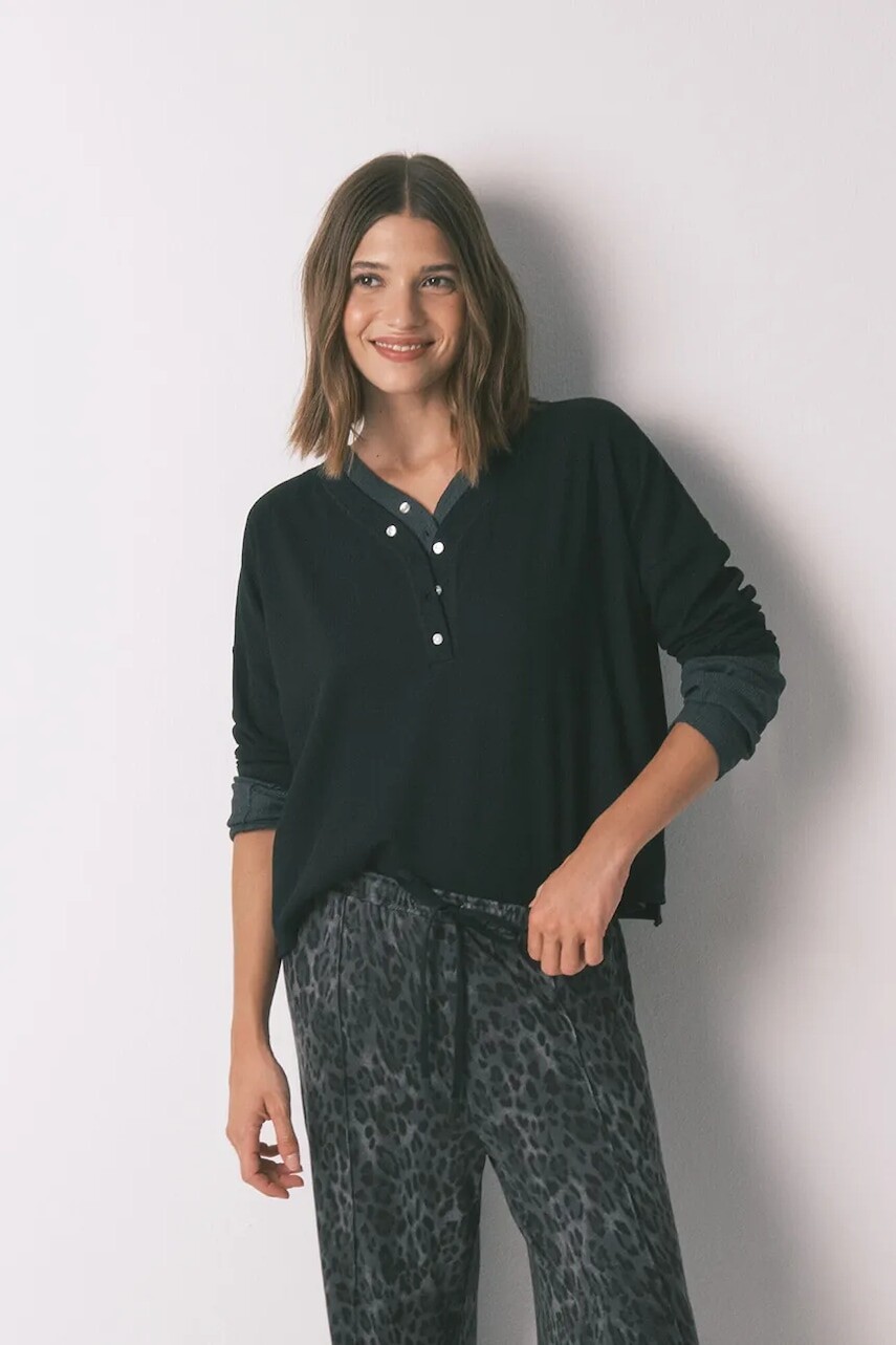 Tričko s dlhým rukávom women'secret čierna farba, 3272292