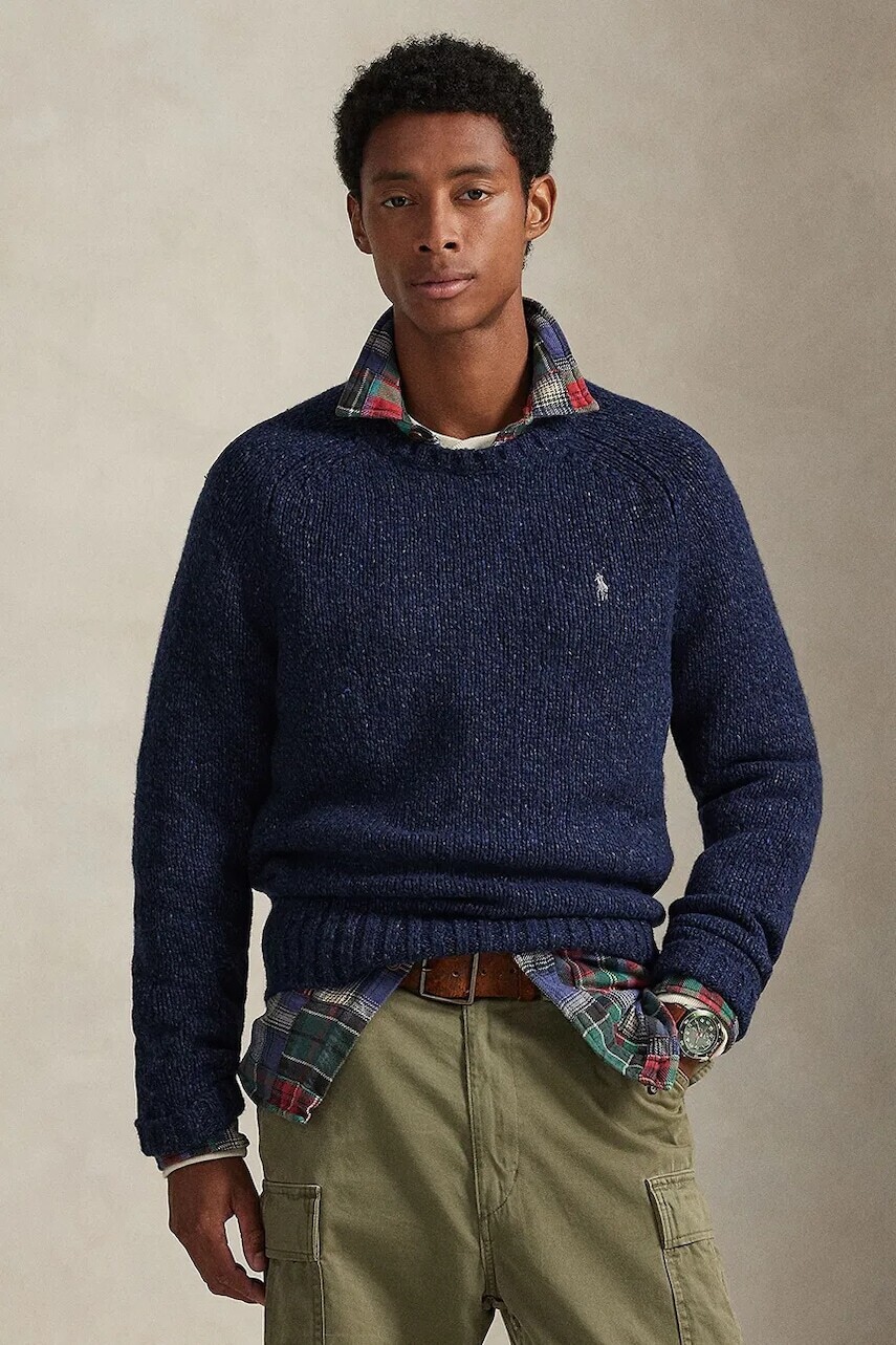 Sveter s prímesou vlny Polo Ralph Lauren modrá farba, 710982142